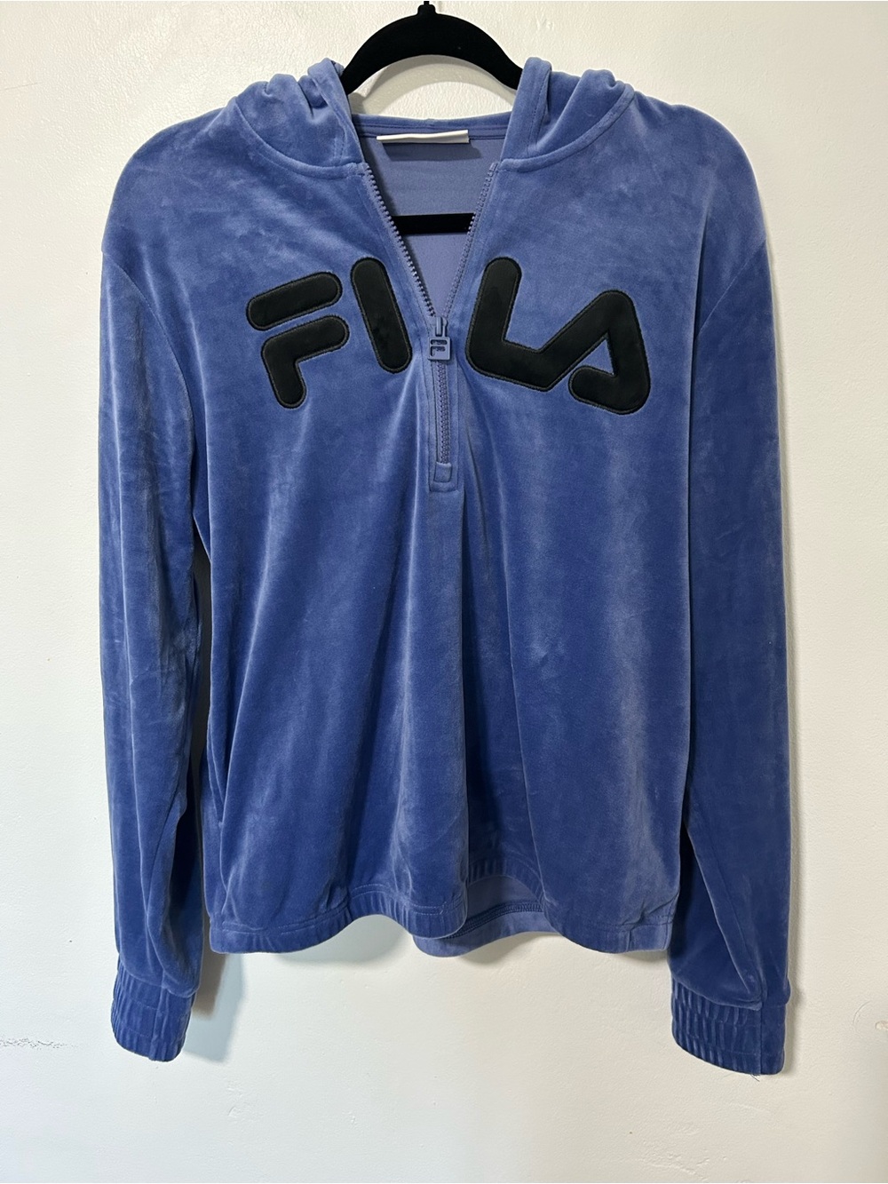 Fila Periwinkle Velvet Zip Hoodie with Black Logo
